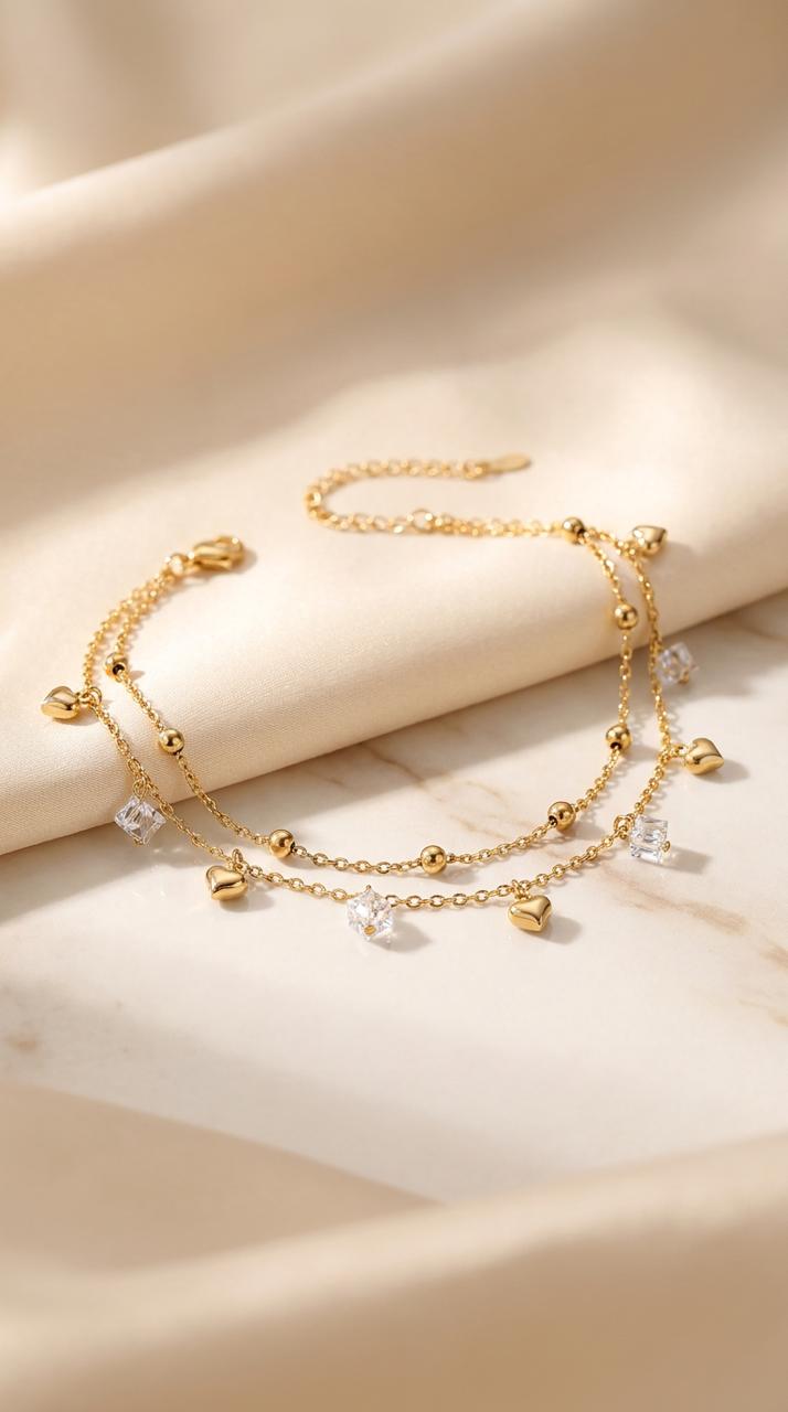 Golden Heart Anklet ( 1 Piece ) - HYZORA