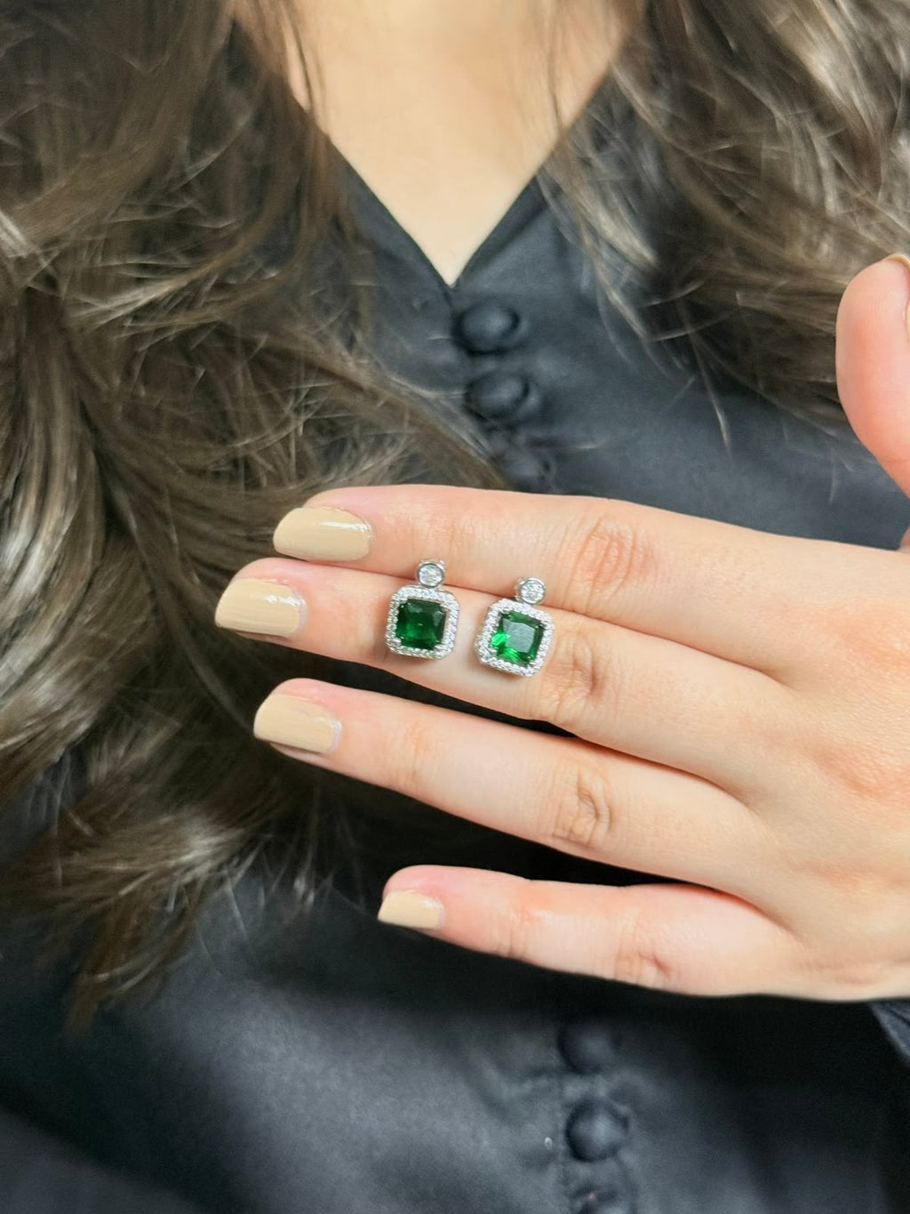 Emerald Prism Stud Earrings