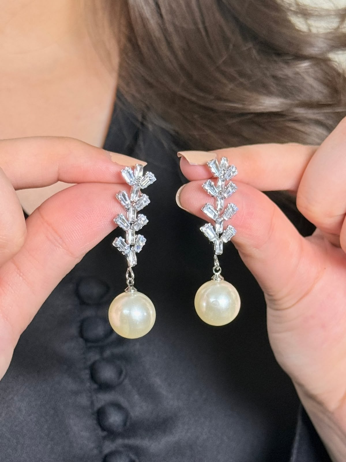 Crystal Orchard Earrings ( Silver )