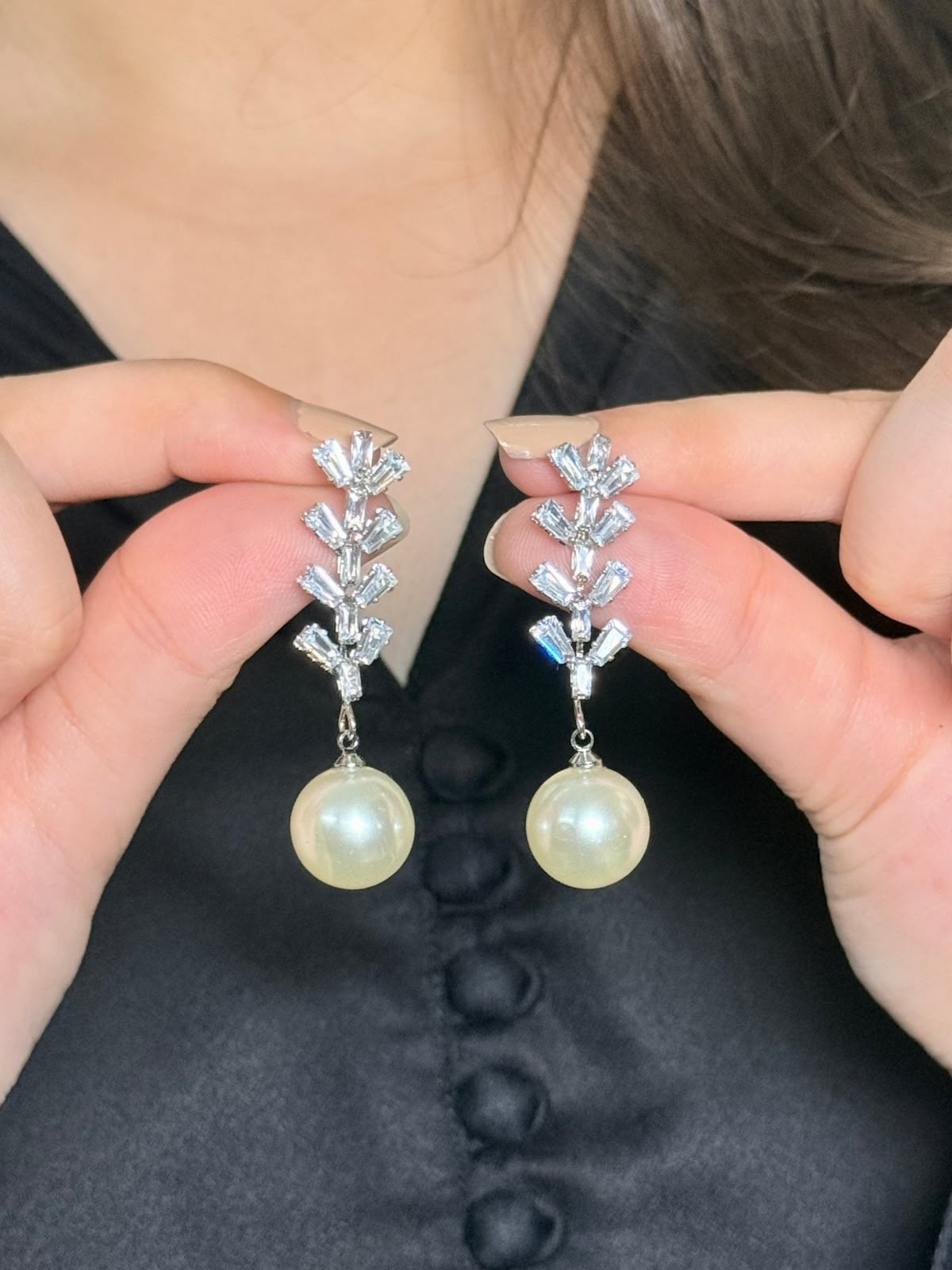 Crystal Orchard Earrings ( Silver )