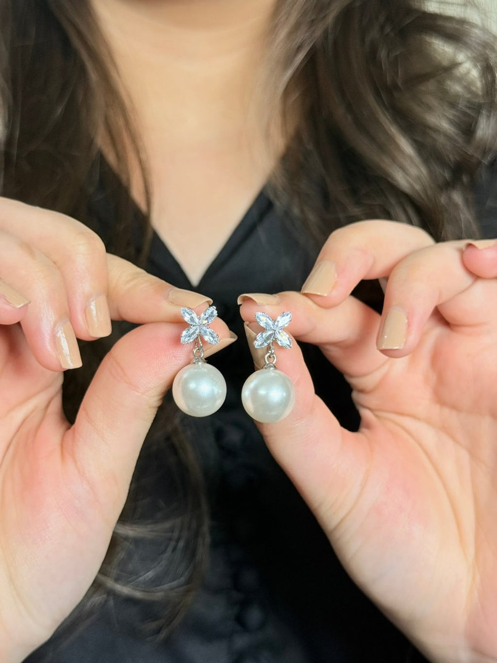 Pearl Blossom Earrings ( Silver)