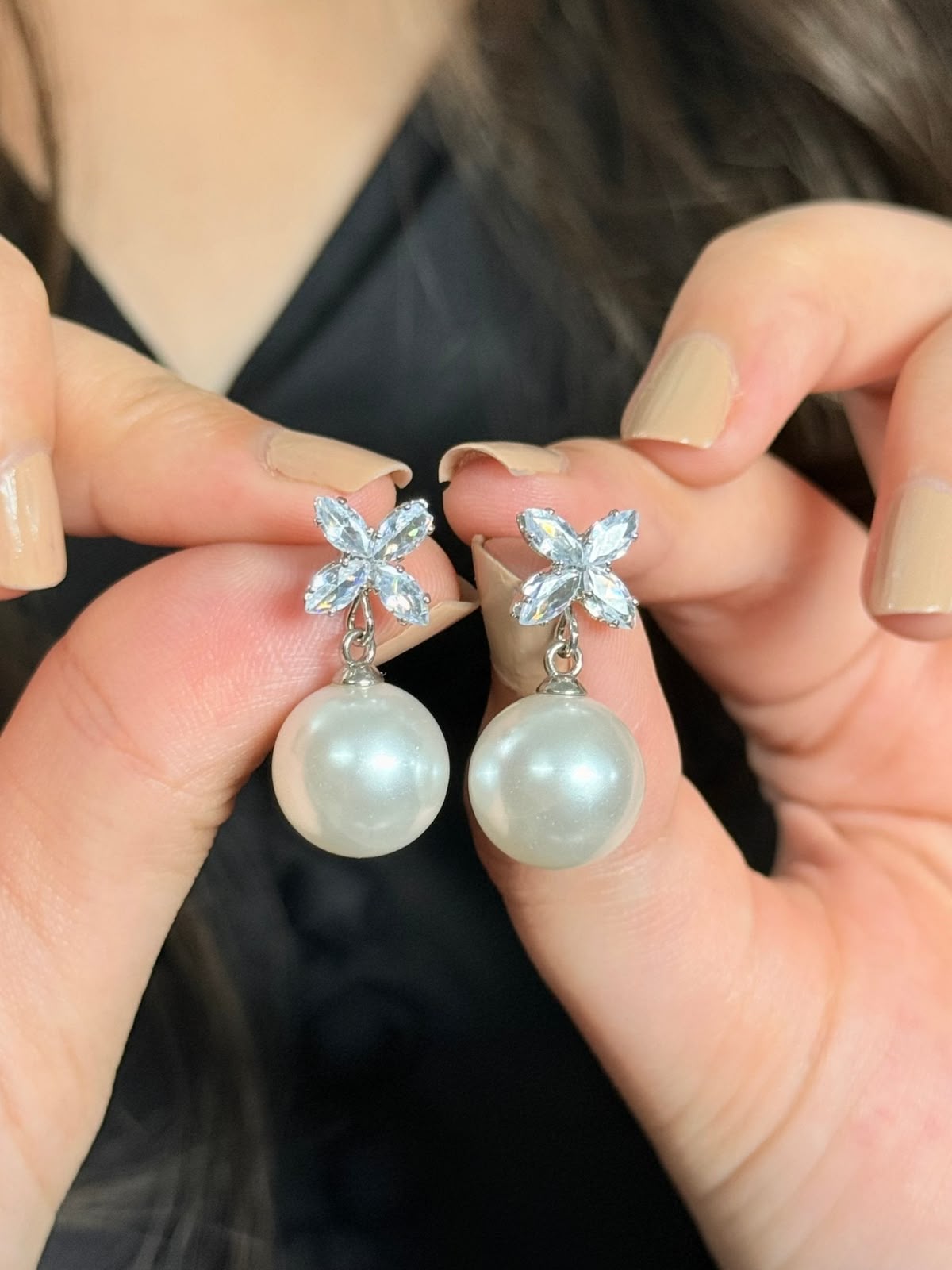 Pearl Blossom Earrings ( Silver)