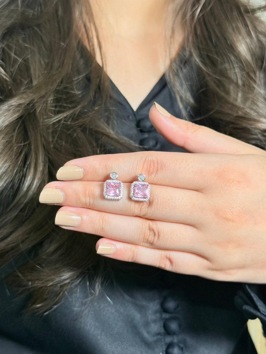 Pink Prism Stud Earrings
