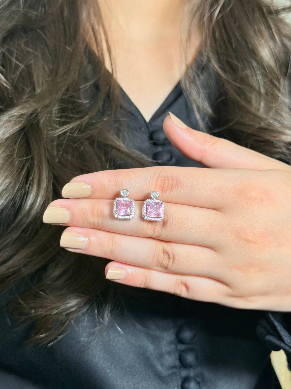 Pink Prism Stud Earrings