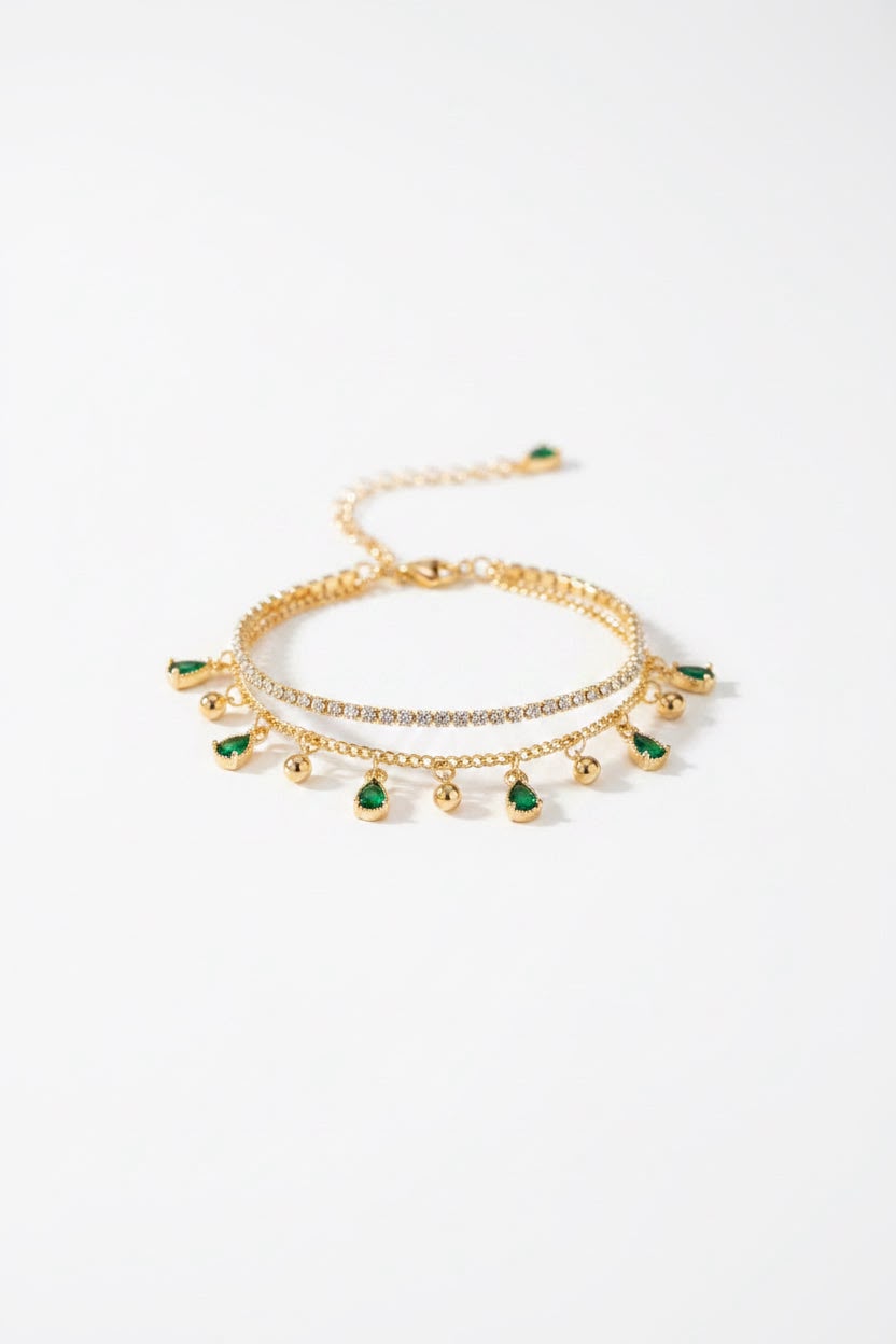 Emerald Cascade Anklet
