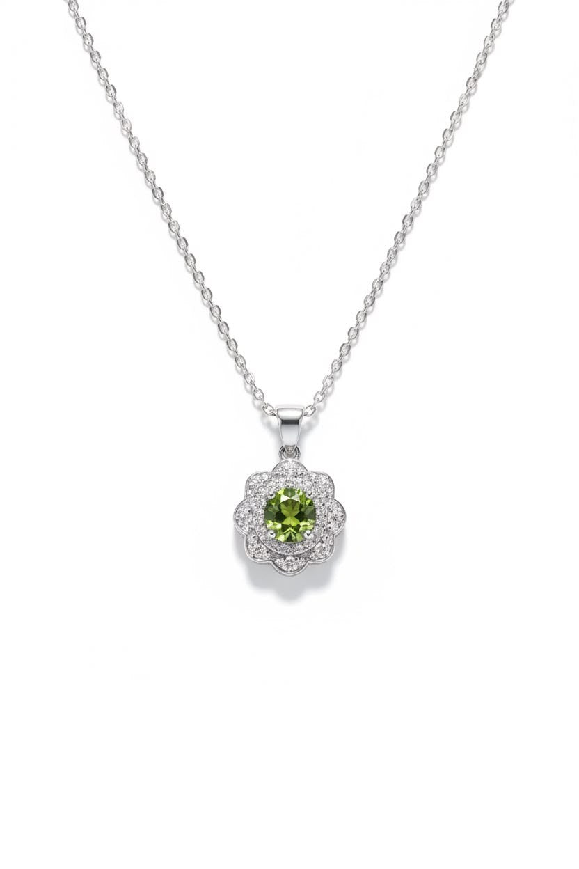 Green Gemstone Bloom Necklace