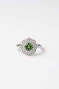 Green Gemstone Bloom Ring - Adjustable