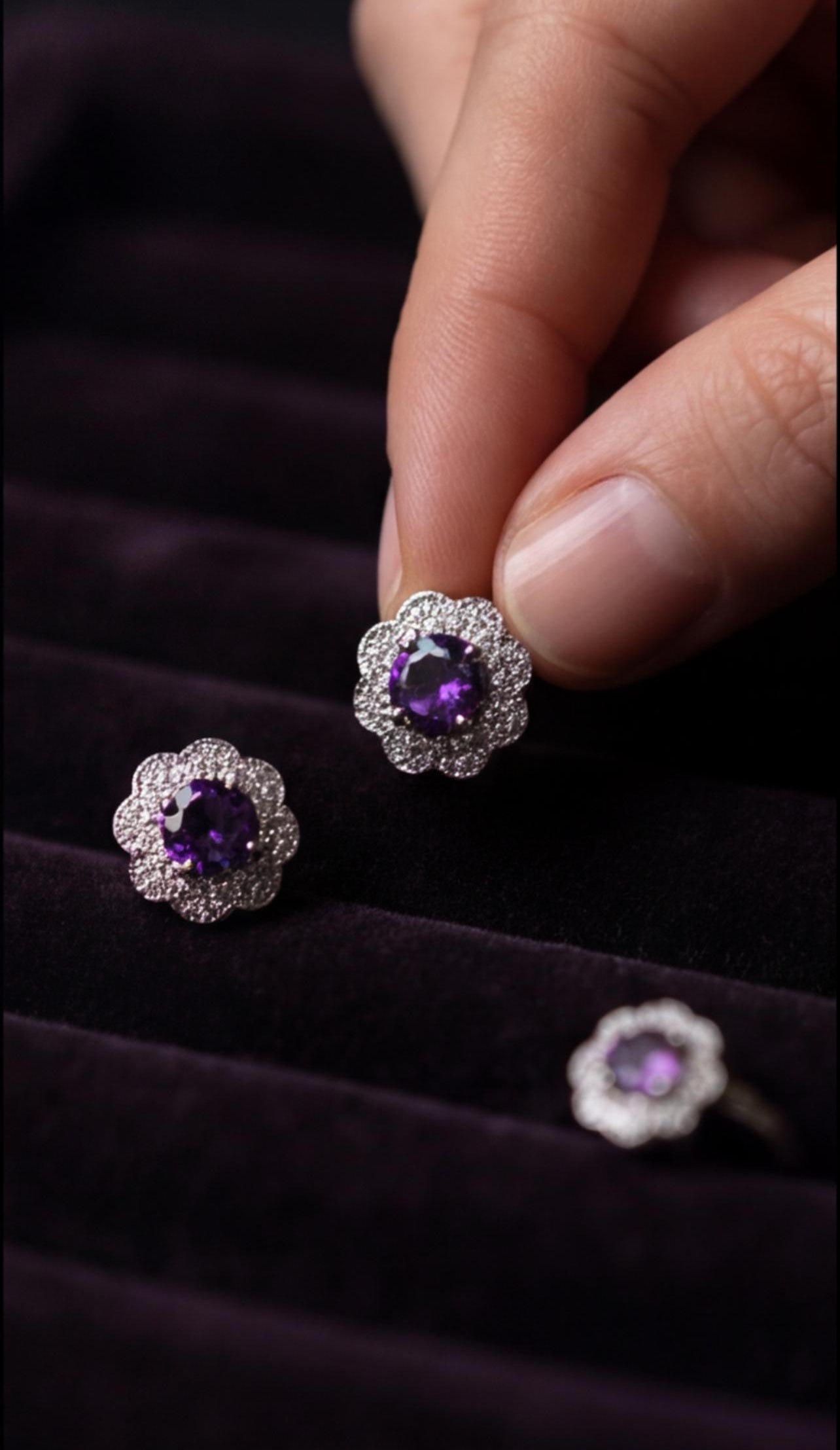 Majestic Violet Jewelry Set ( Silver ) - HYZORA
