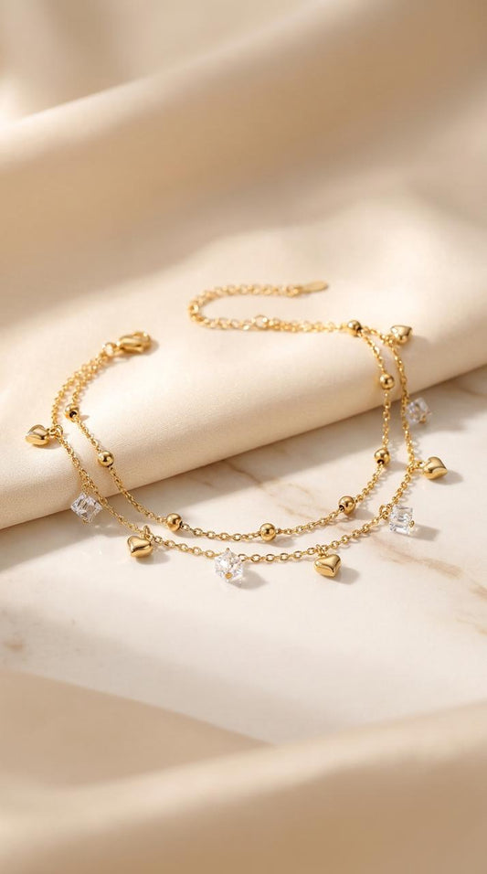 Golden Heart Anklet ( 1 Piece ) - HYZORA